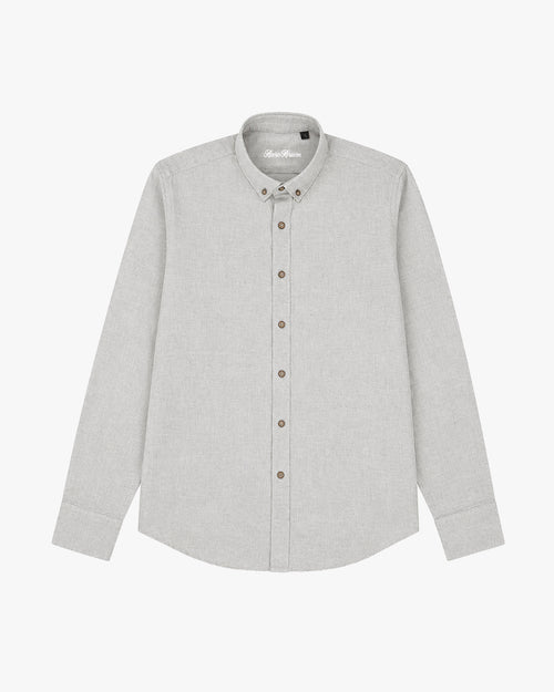 Bare Brown Button Down Collar Linen Cotton Shirt, Slim Fit with Full Sleeves - Beige