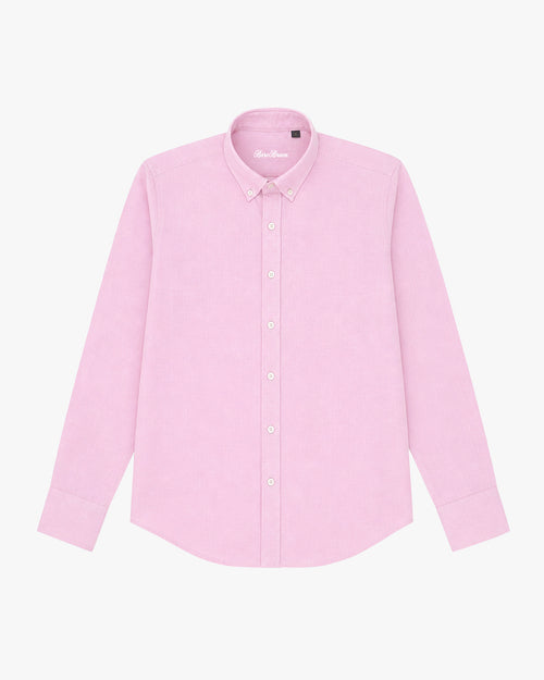 Bare Brown Button Down Collar Cotton Linen Shirt, Slim Fit with Full Sleeve- Light pink