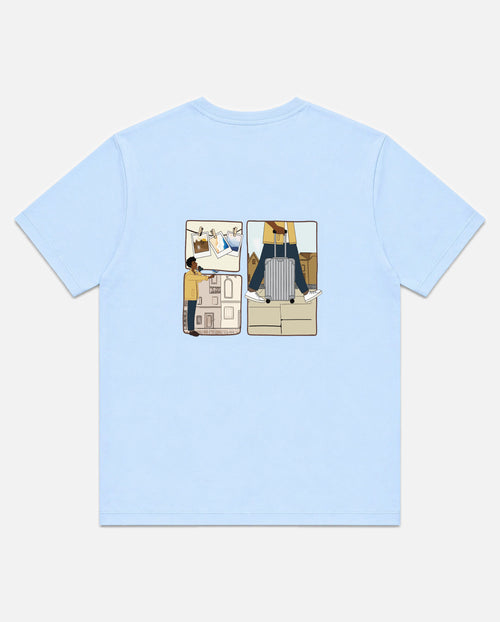 Bare Brown Blue Slim Fit Crew Neck T-Shirt