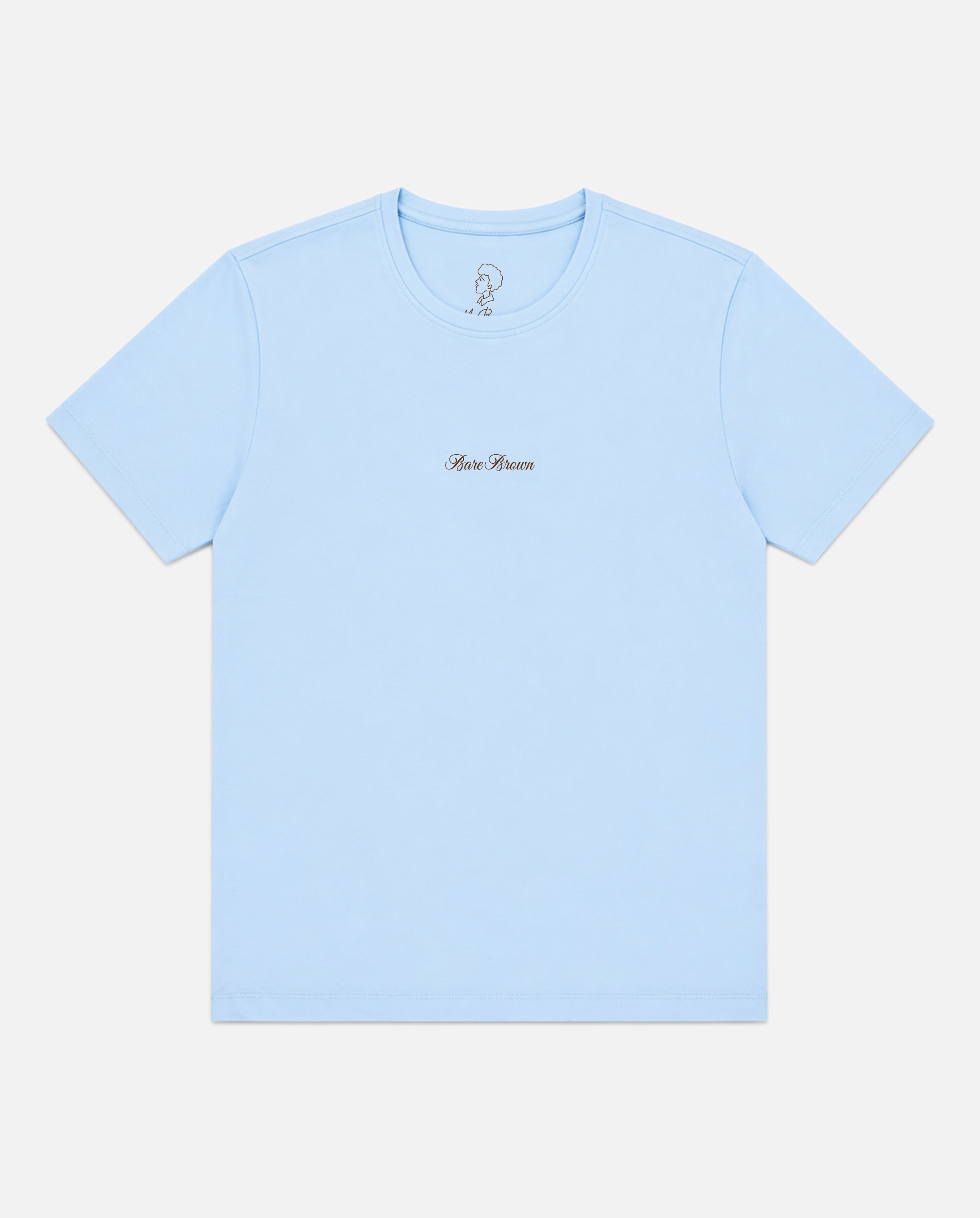 Bare Brown Blue Slim Fit Crew Neck T-Shirt