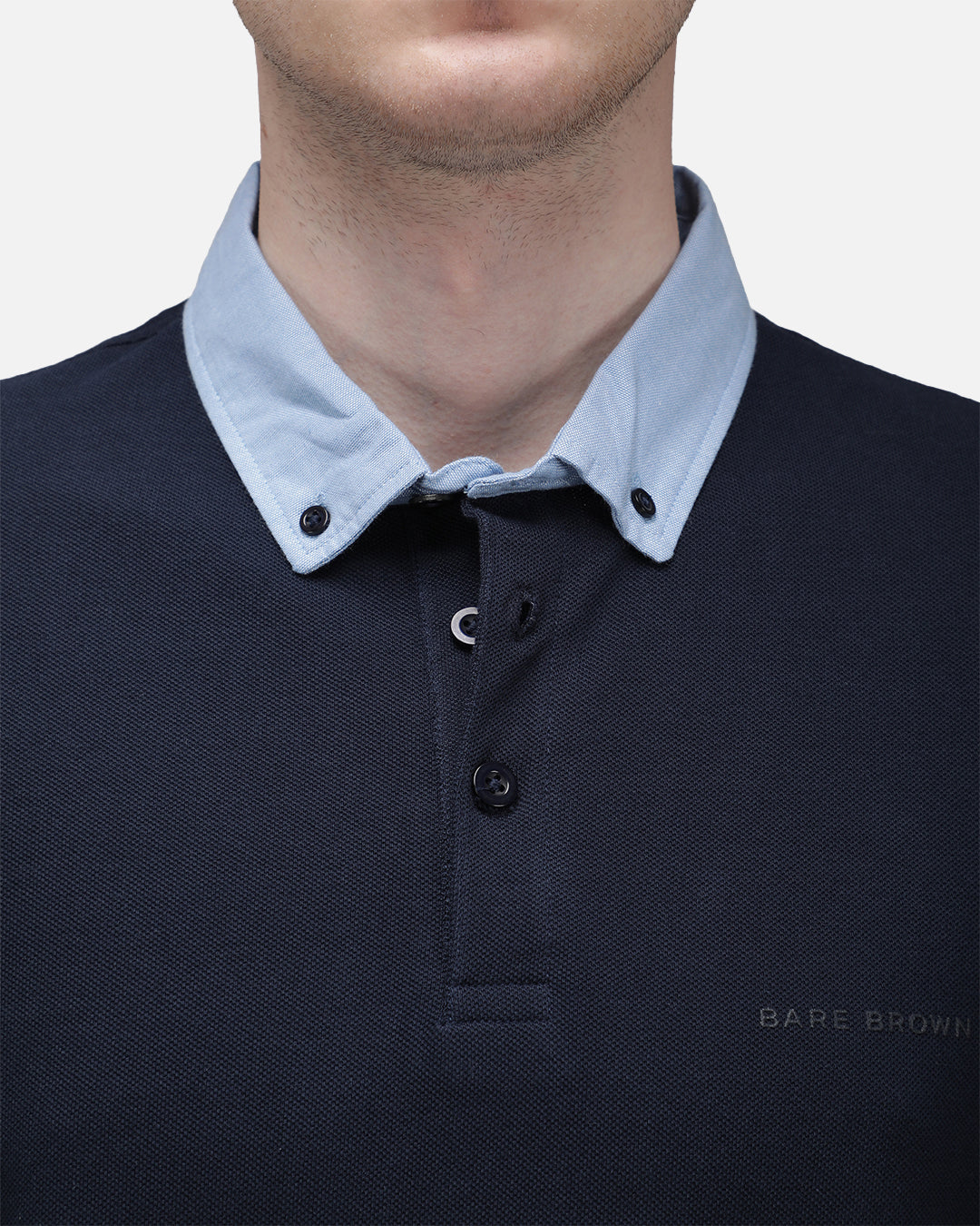 Bare Brown Navy Slim Fit Light weight Polo T-Shirt