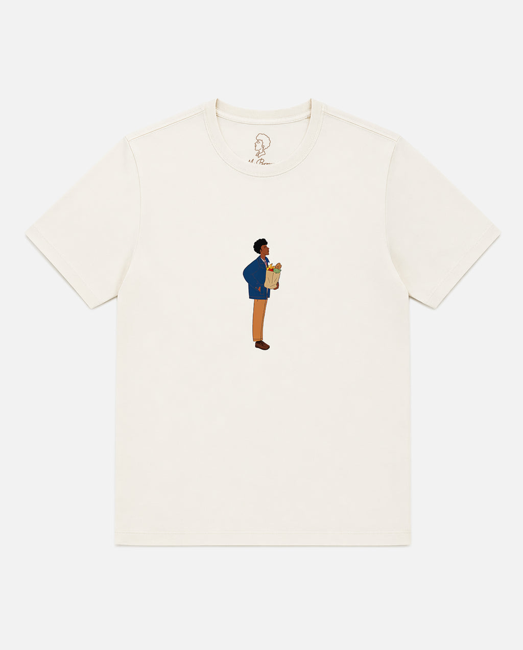 Bare Brown Off-White Slim Fit Crew Neck T-Shirt