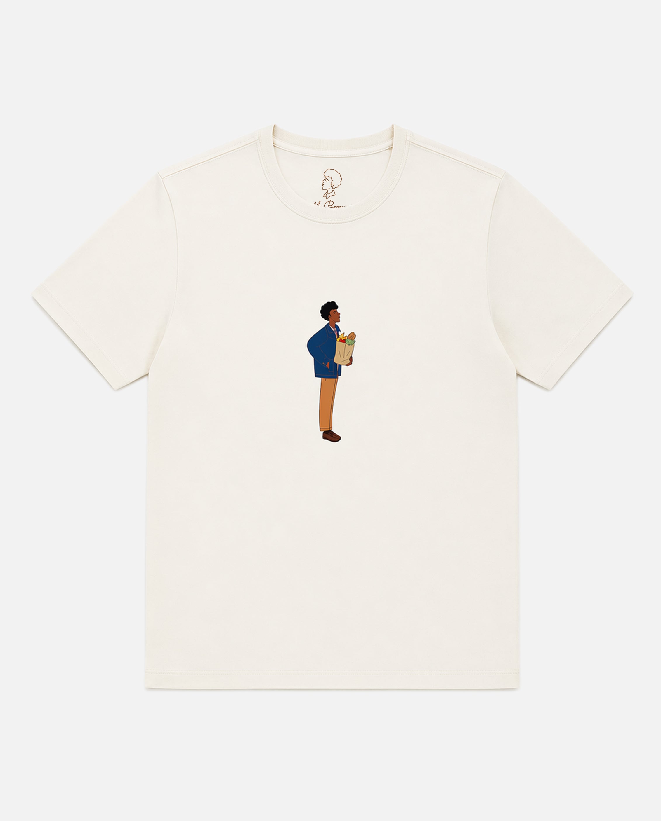 Bare Brown Off-White Slim Fit Crew Neck T-Shirt