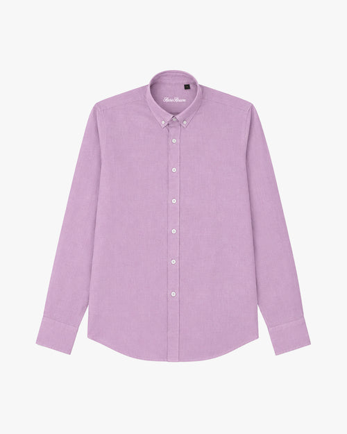Bare Brown Button Down Collar Linen Shirt, Slim Fit with Full Sleeves - Mauve
