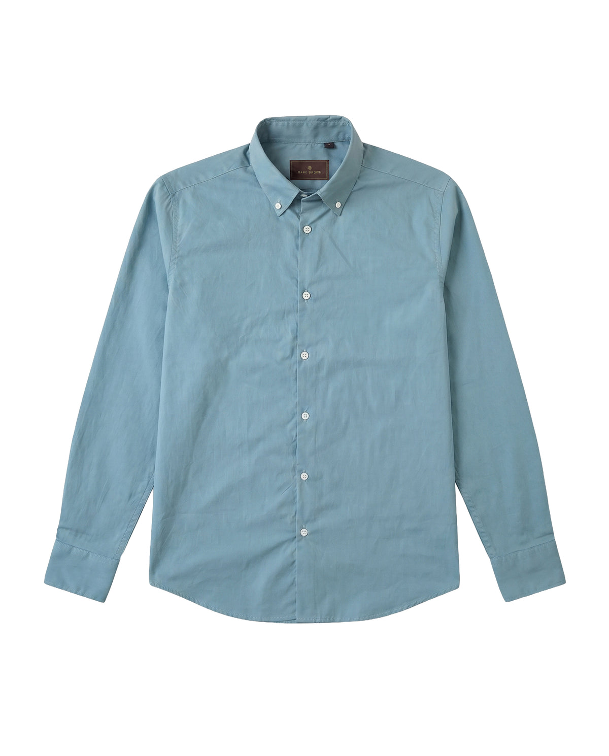 Bare Brown Button Down Collar Solid Poplin Shirt, Slim Fit with Full Sleeves - Teal