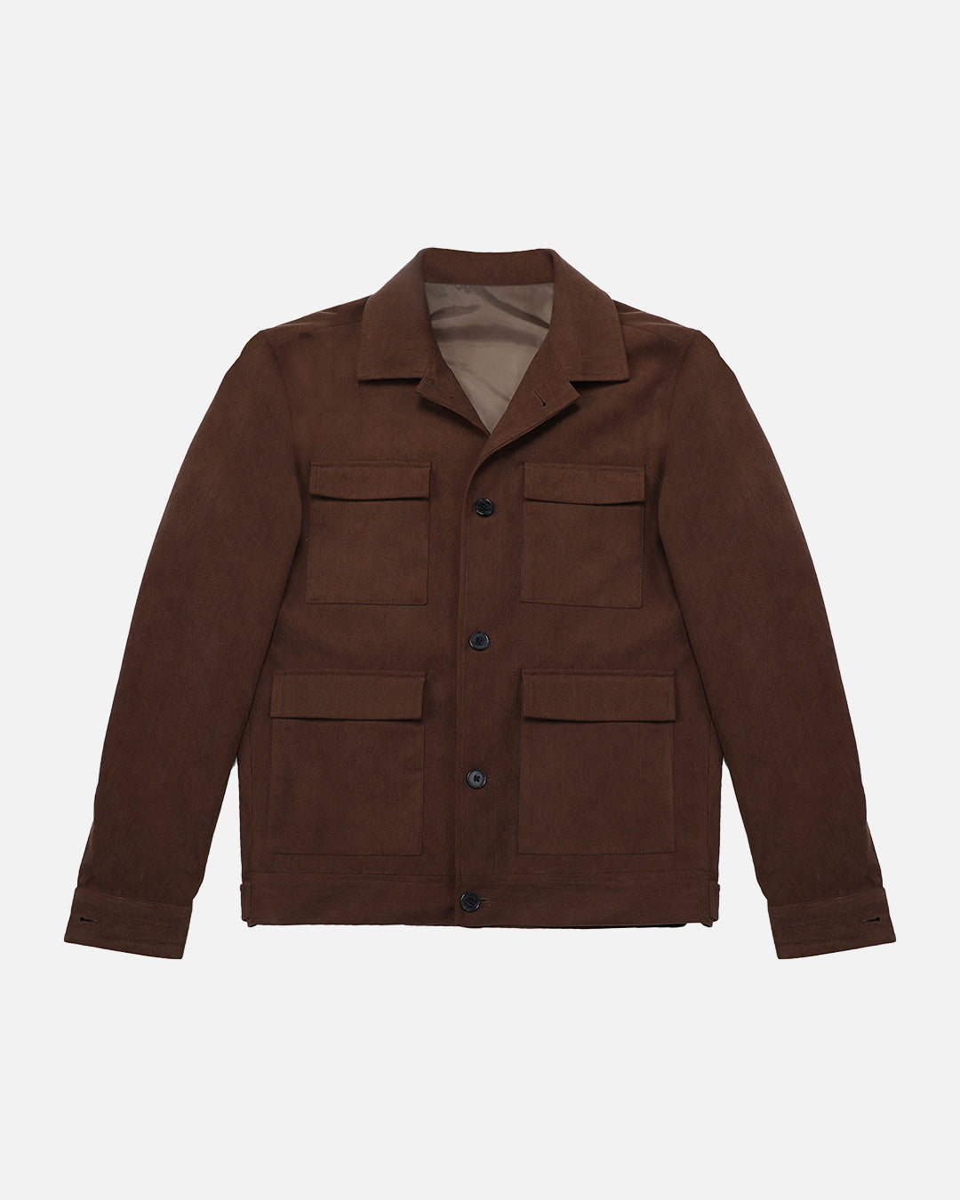 Bare Brown Corduroy Overshirt with Pockets - Brown