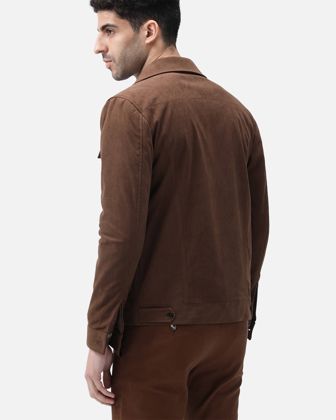 Bare Brown Corduroy Overshirt with Pockets - Brown