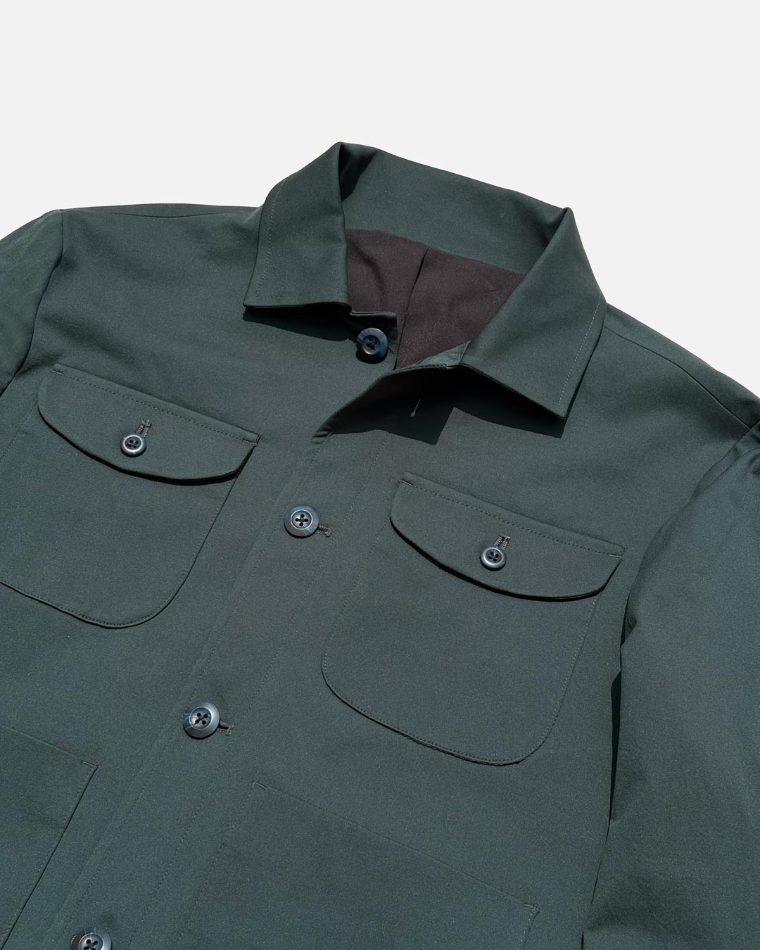 Bare Brown Button Closure Shacket with 4 Pockets - Green