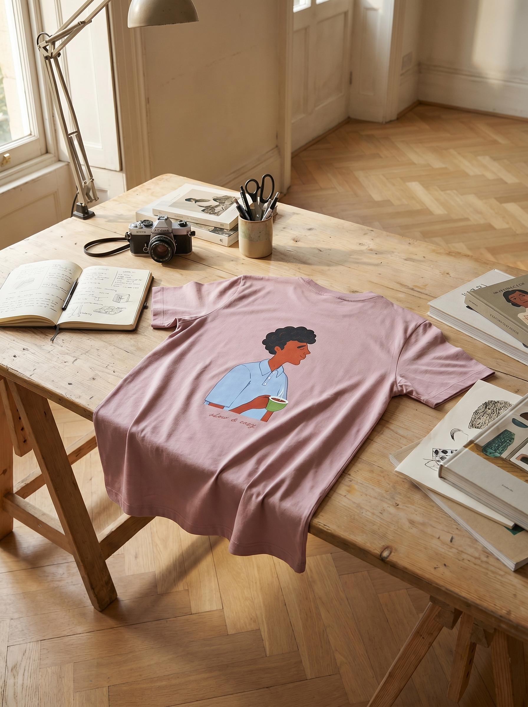 Bare Brown  Pink Slim Fit Crew Neck T-Shirt