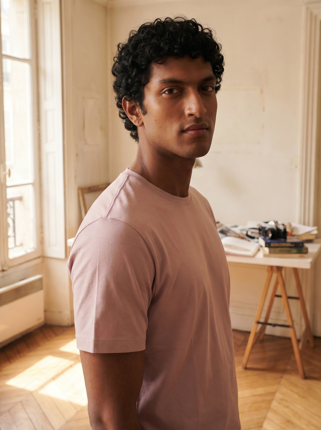 Bare Brown  Pink Slim Fit Crew Neck T-Shirt