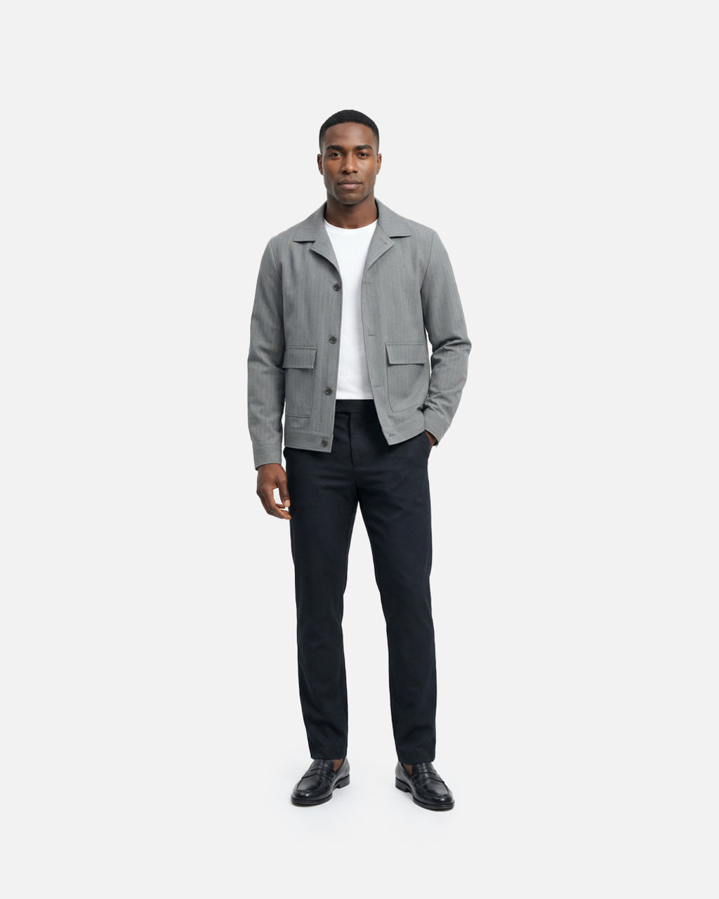 Bare Brown Striped Shacket - Grey