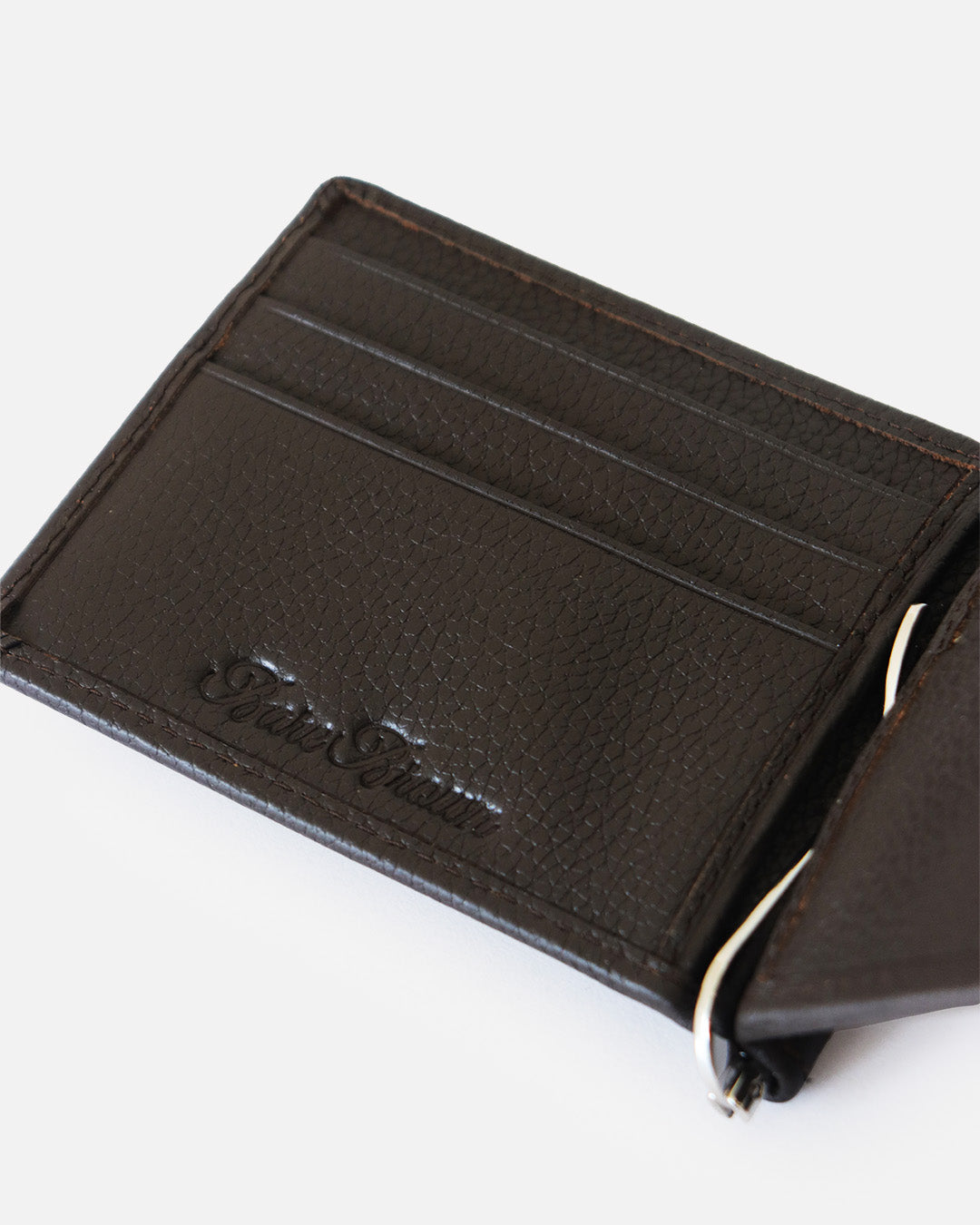 Genuine Leather Brown Money Clip With RFID Protection