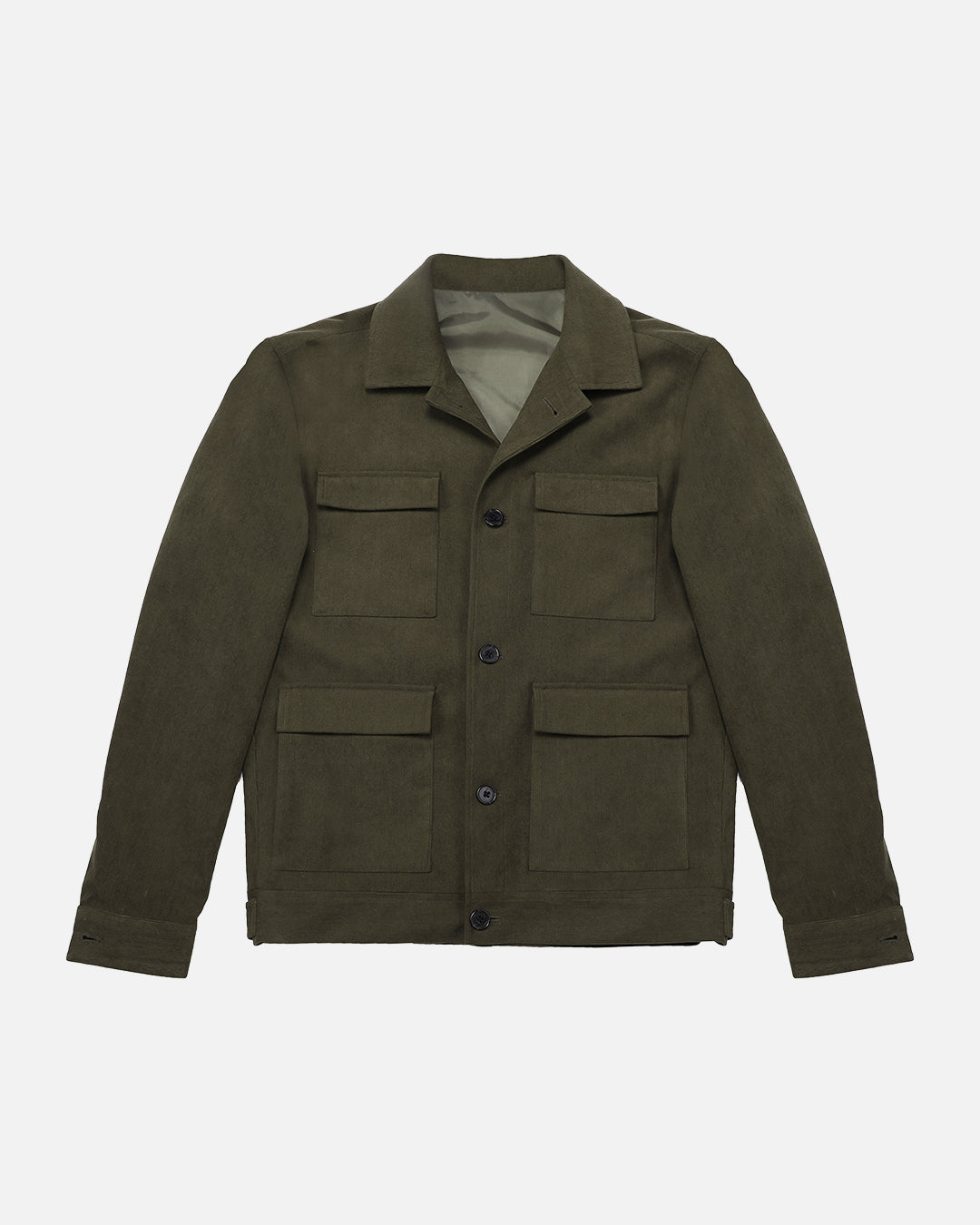 Bare Brown Corduroy Overshirt with Pockets - Olive green