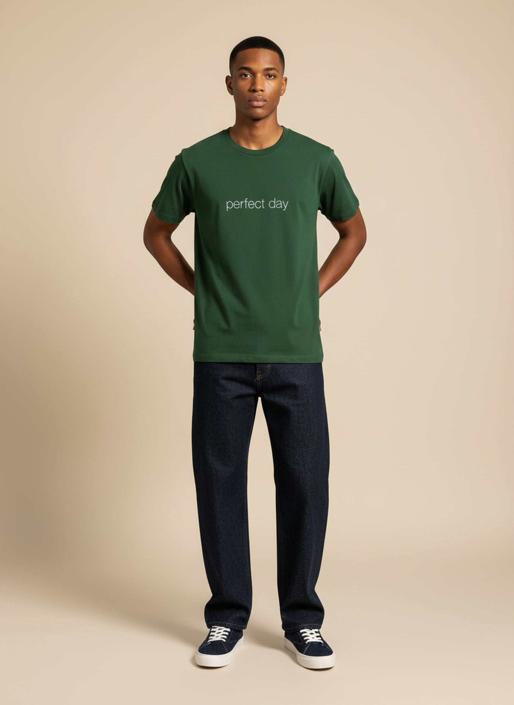 Bare Brown Green Slim Fit Crew Neck T-Shirt