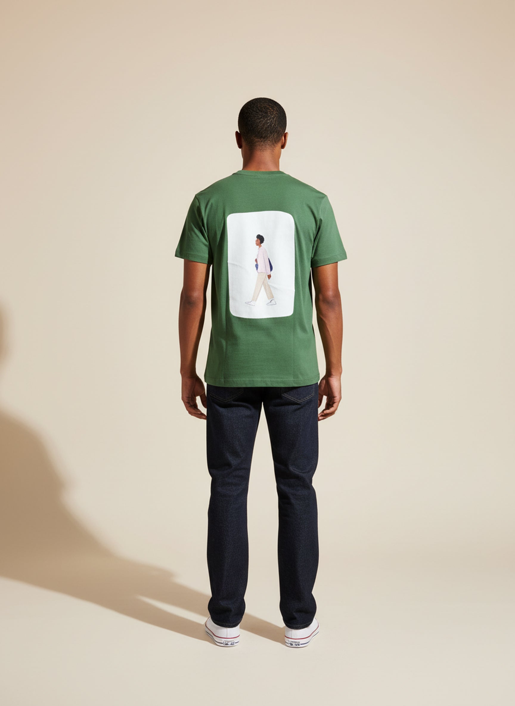Bare Brown Green Slim Fit Crew Neck T-Shirt