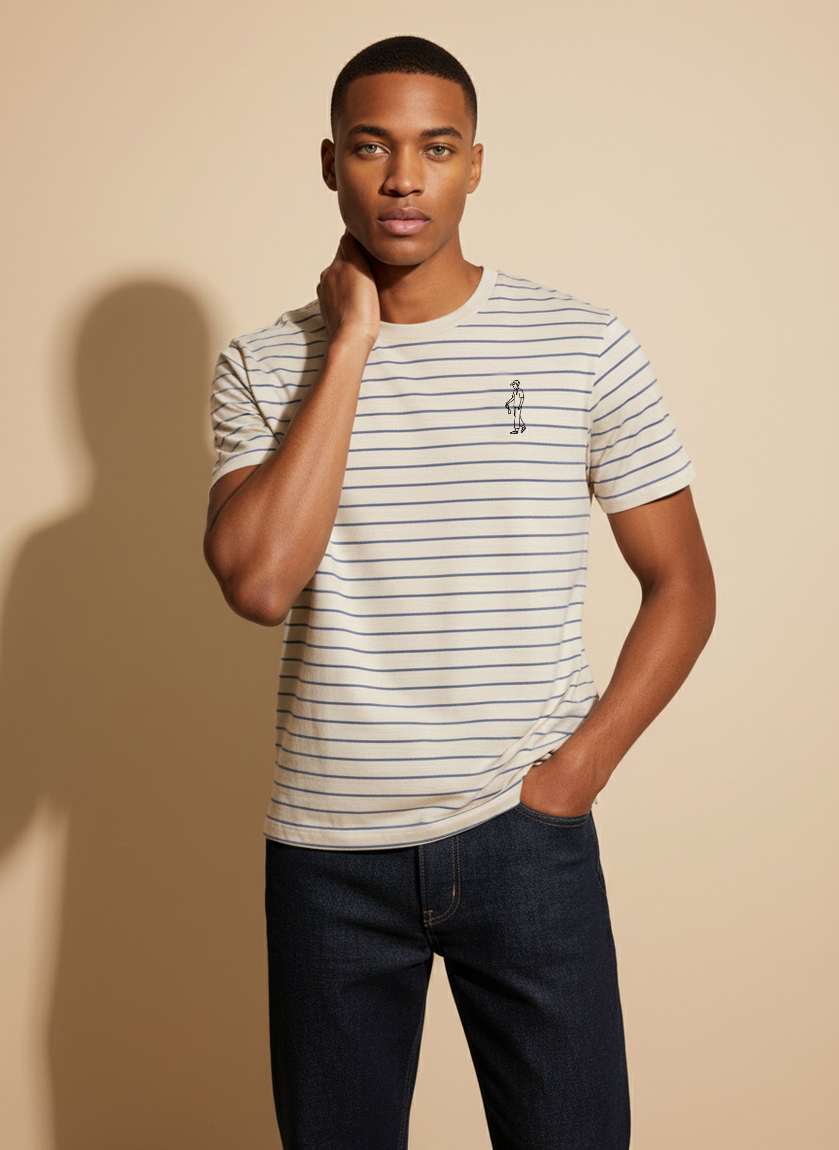 Bare Brown Beige Slim Fit Crew Neck T-Shirt