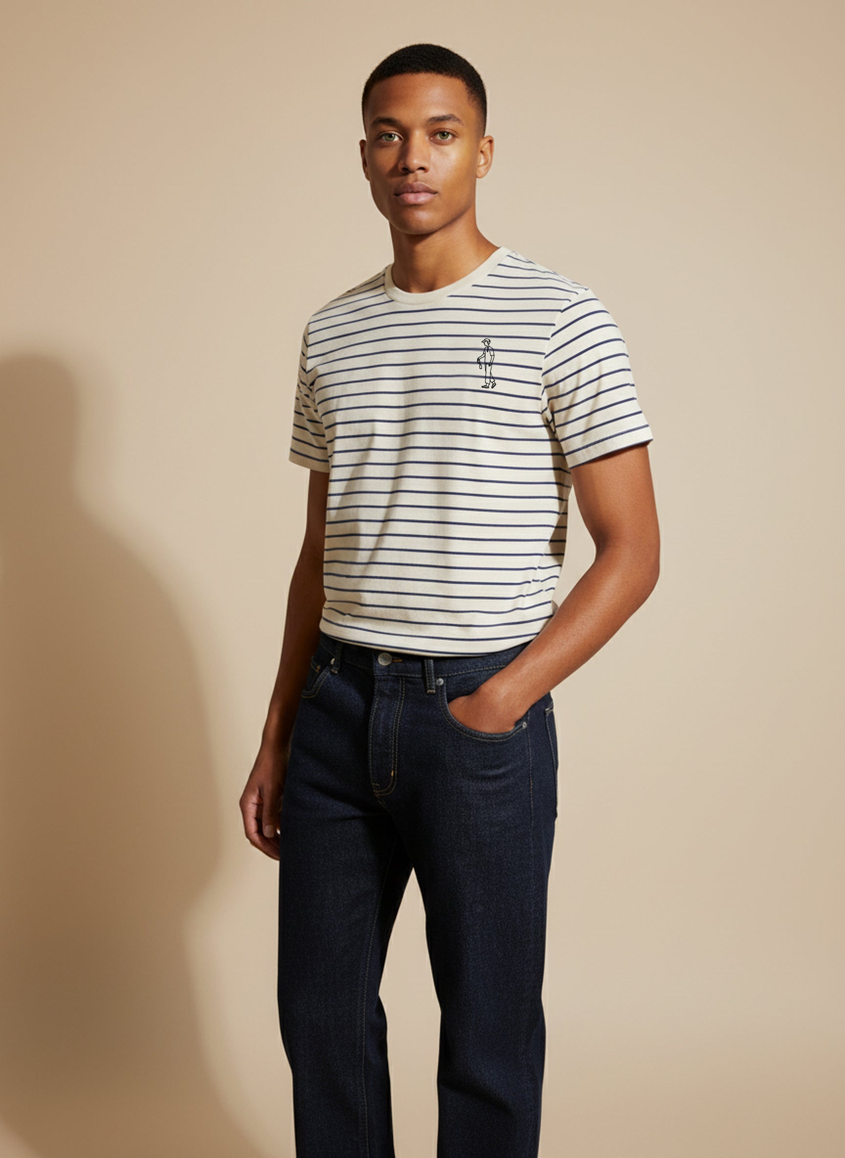 Bare Brown Beige Slim Fit Crew Neck T-Shirt