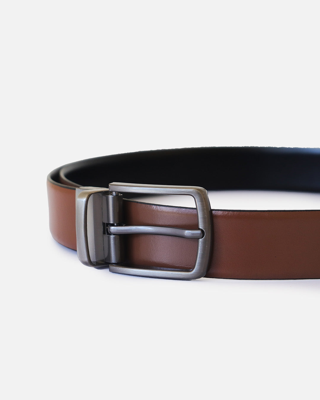 Men's Reversible Solid Genuine Leather Belt - Black & Tan