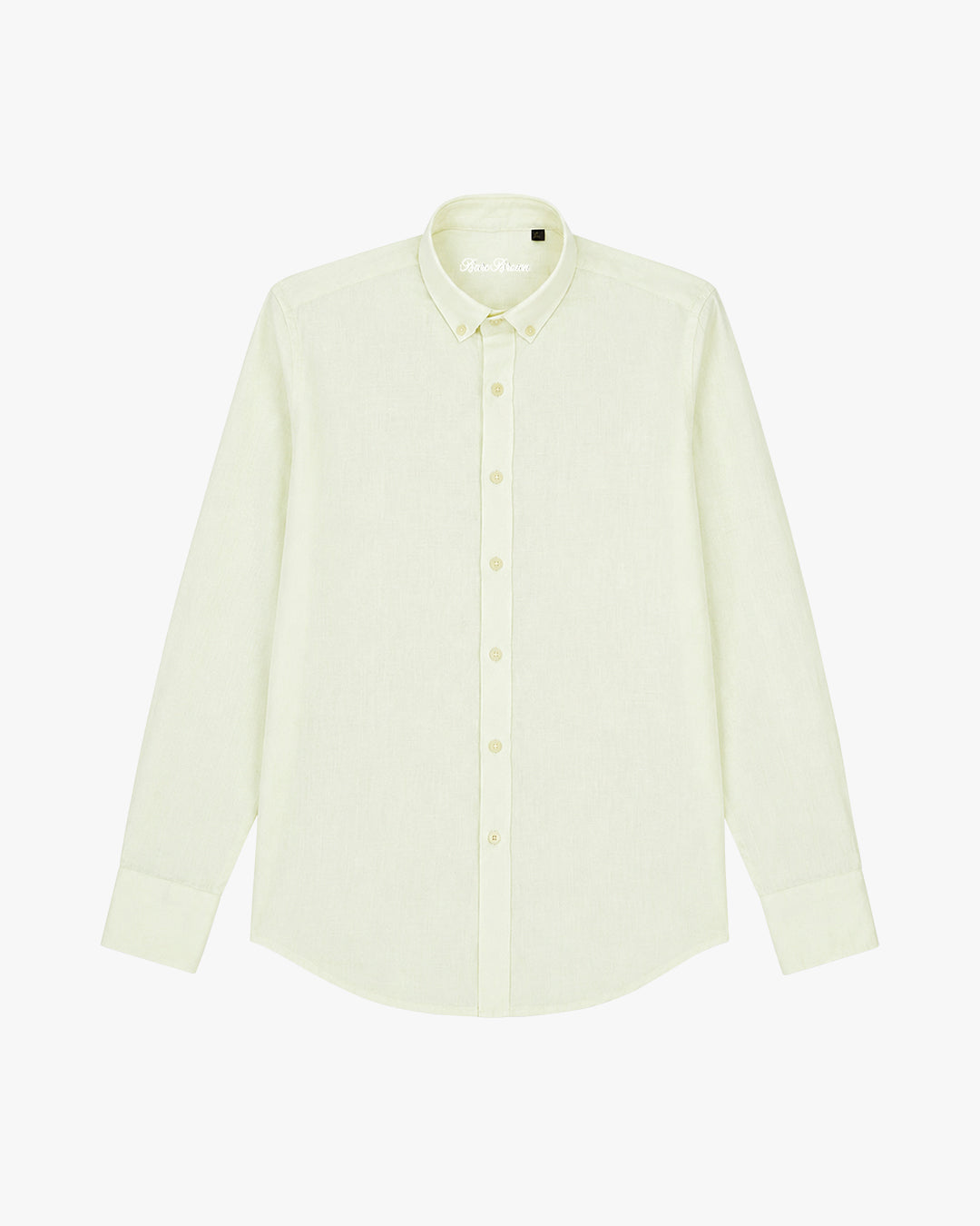 Bare Brown Button Down Collar Linen Shirt, Slim Fit with Full Sleeve - Yellow