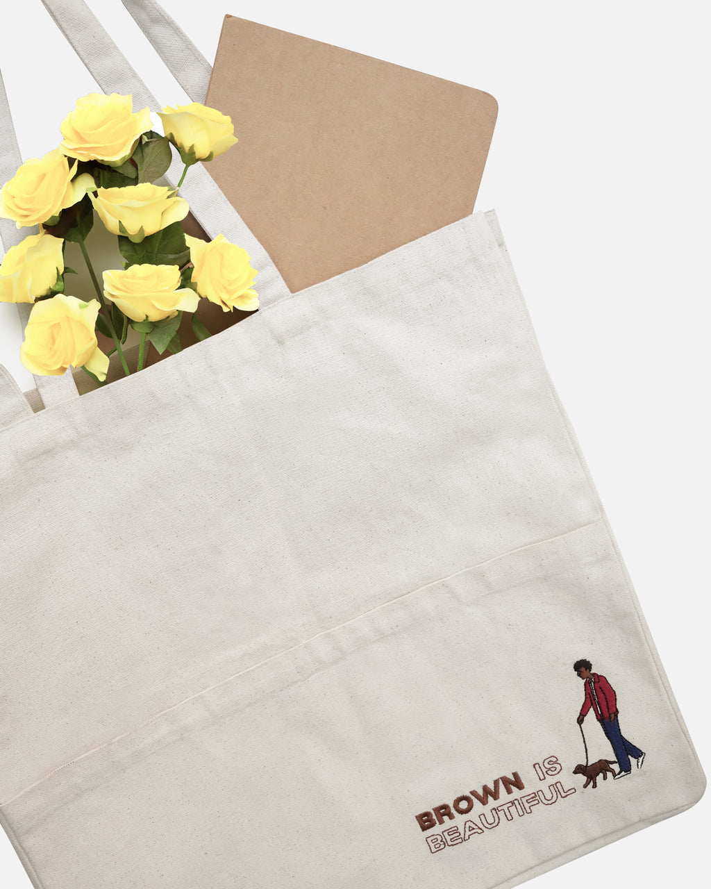 Brown is Beautiful Embroidery Off-White Tote Bag