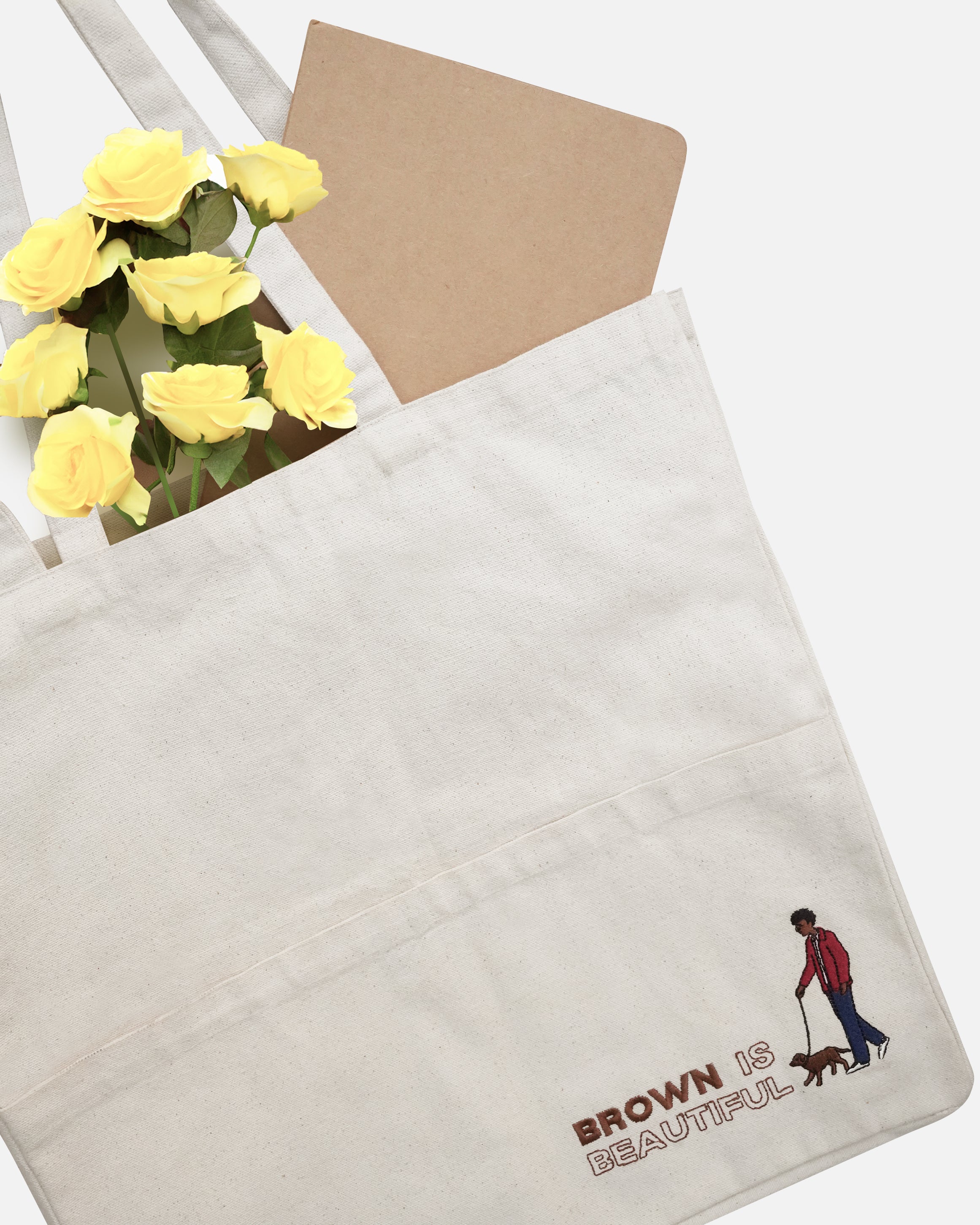 Brown is Beautiful Embroidery Off-White Tote Bag