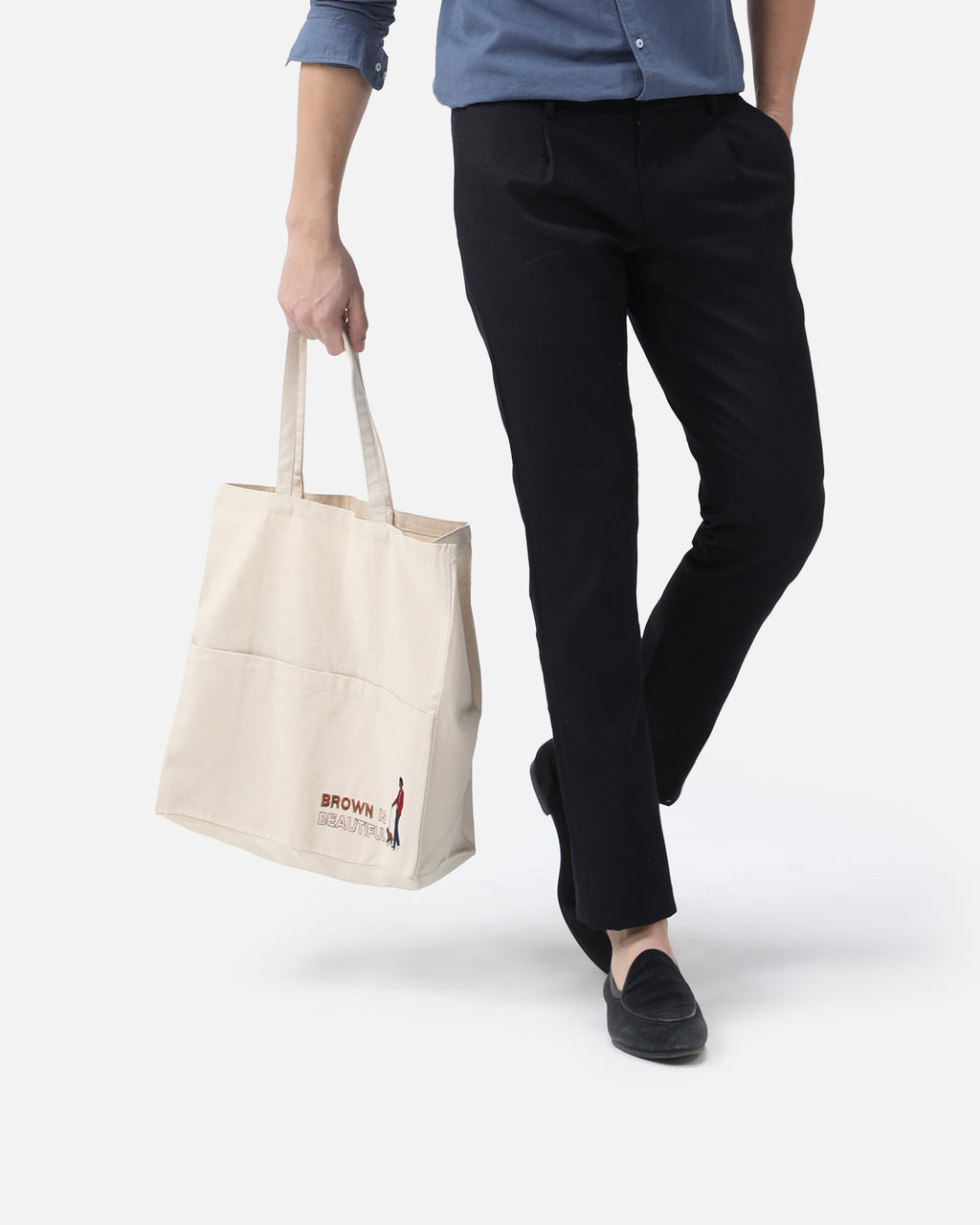 Brown is Beautiful Embroidery Off-White Tote Bag